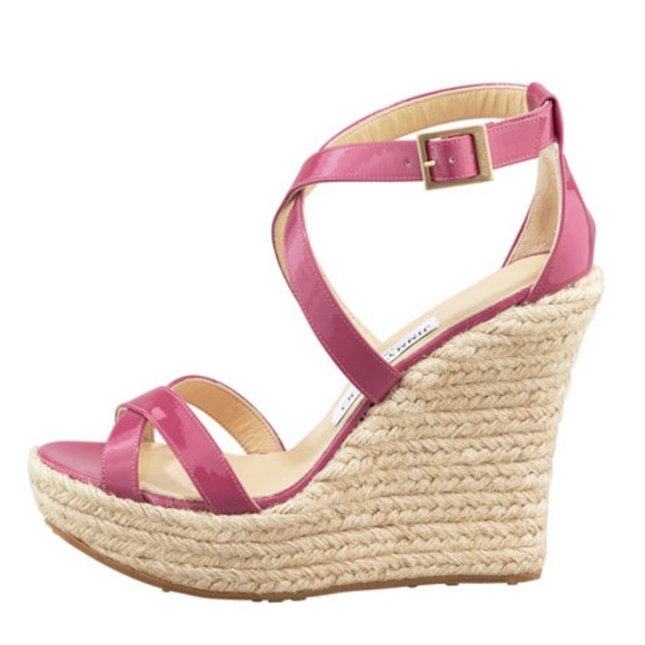 Jimmy Choo Porto Patent Espadrille Wedge, Pink - Picture 3 of 14